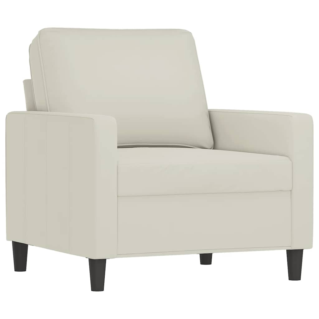 Set di Divani 3 pz con Cuscini Crema in Velluto | homemem39