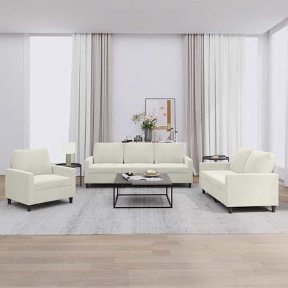 Set di Divani 3 pz con Cuscini Crema in Velluto | homemem39