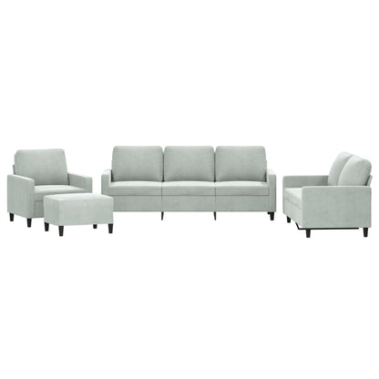 Set di Divani 4 pz con Cuscini Grigio Chiaro in Velluto | homemem39
