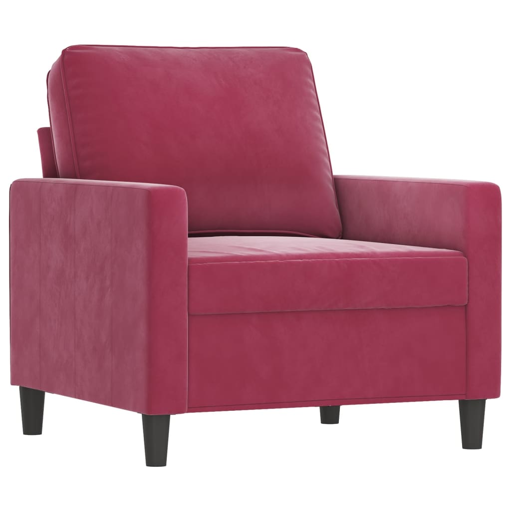 Set di Divani 4 pz con Cuscini Rosso Vino in Velluto | homemem39