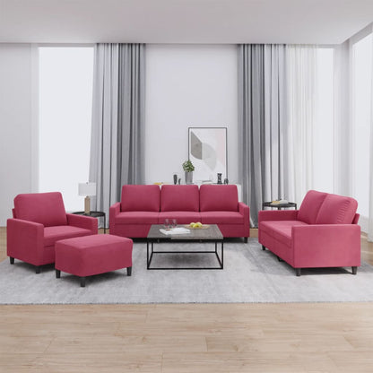 Set di Divani 4 pz con Cuscini Rosso Vino in Velluto | homemem39