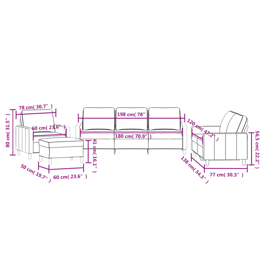 Set di Divani 4 pz con Cuscini Crema in Velluto