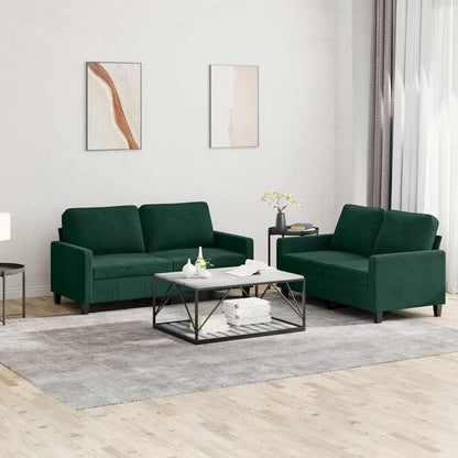 Set di Divani 2 pz con Cuscini Verde scuro in Velluto | homemem39