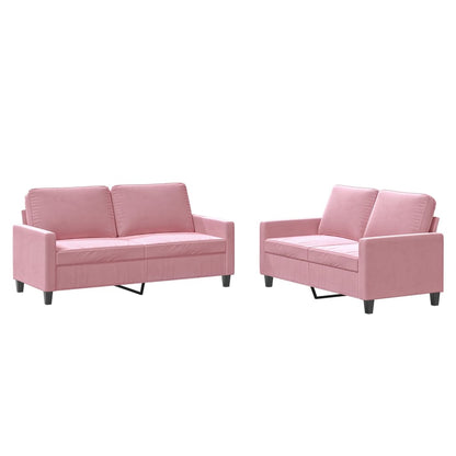 Set di Divani 2 pz con Cuscini rosa in Velluto | homemem39