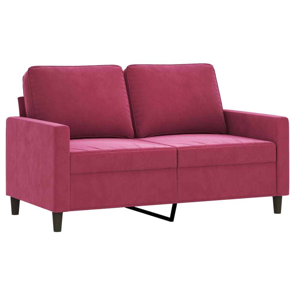 Set di Divani 2 pz con Cuscini Rosso Vino in Velluto | homemem39