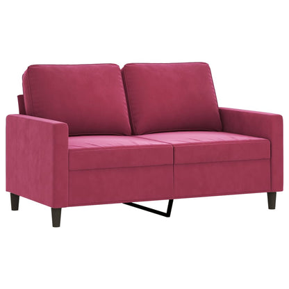 Set di Divani 2 pz con Cuscini Rosso Vino in Velluto | homemem39