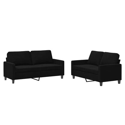 Set di Divani 2 pz con Cuscini Nero in Velluto | homemem39