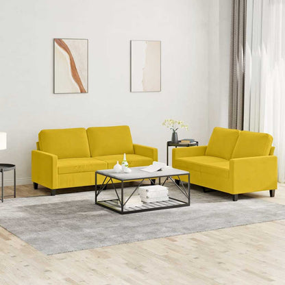 Set di Divani 2 pz con Cuscini giallo in Velluto