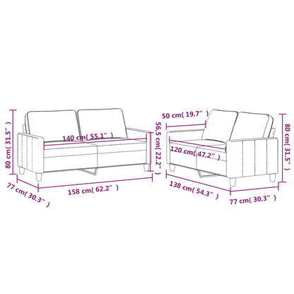 Set di Divani 2 pz con Cuscini Crema in Velluto - homemem39