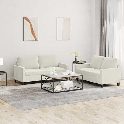 Set di Divani 2 pz con Cuscini Crema in Velluto | homemem39