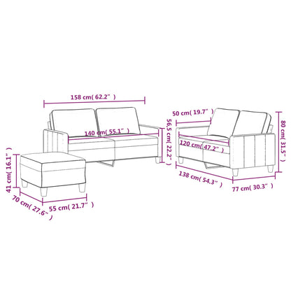 Set di Divani 3 pz con Cuscini Grigio Scuro in Velluto | homemem39