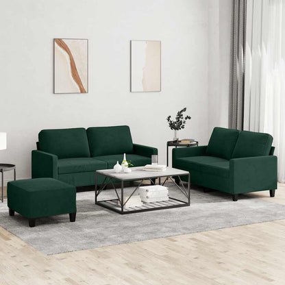 Set di Divani 3 pz con Cuscini Verde scuro in Velluto