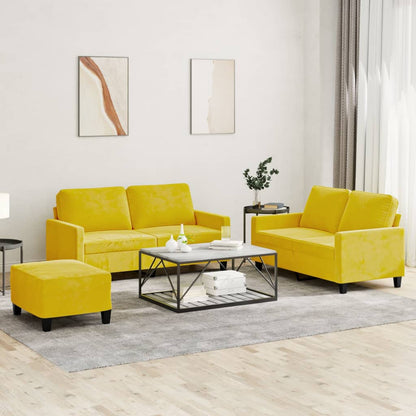 Set di Divani 3 pz con Cuscini giallo in Velluto - homemem39