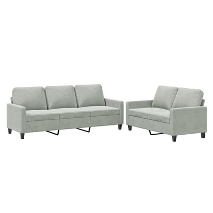 Set di Divani 2 pz con Cuscini Grigio Chiaro in Velluto | homemem39