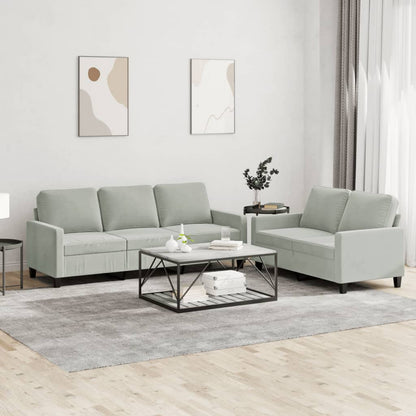 Set di Divani 2 pz con Cuscini Grigio Chiaro in Velluto | homemem39