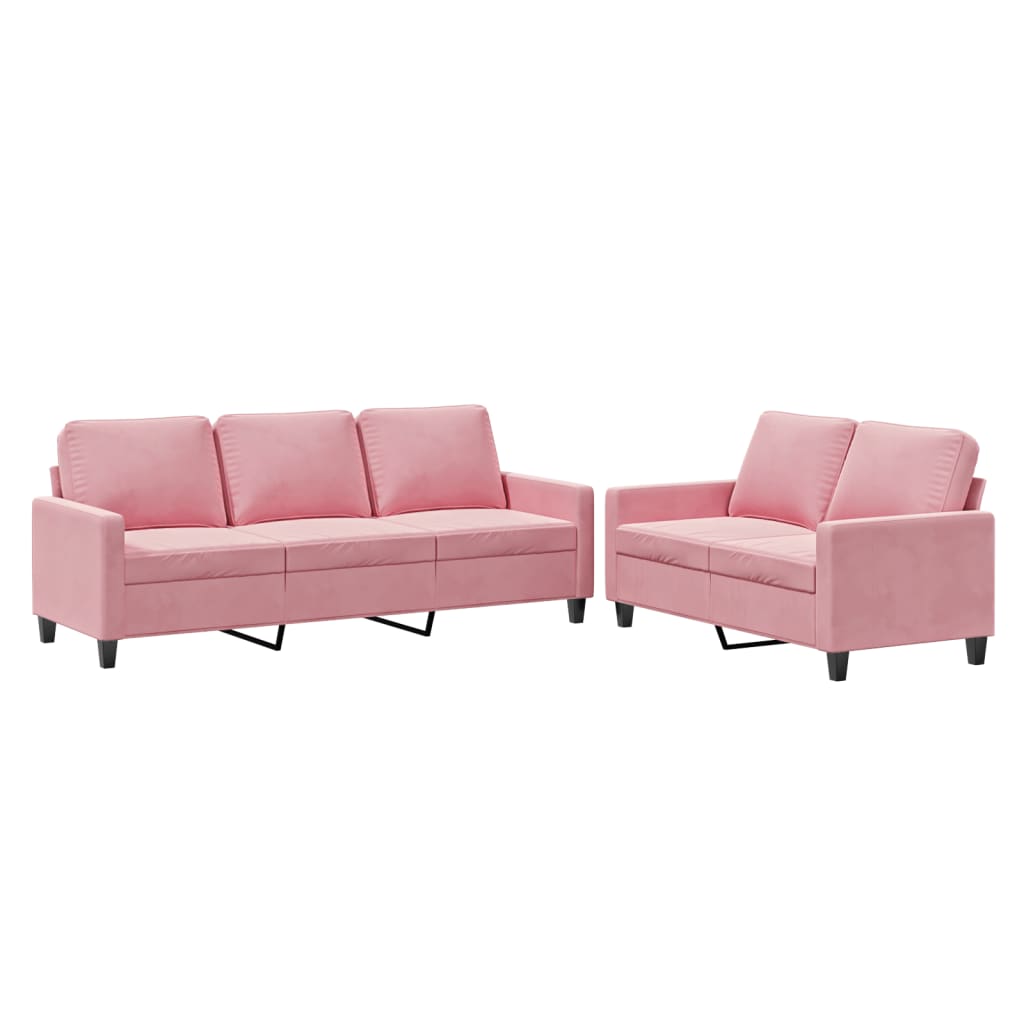 Set di Divani 2 pz con Cuscini rosa in Velluto - homemem39