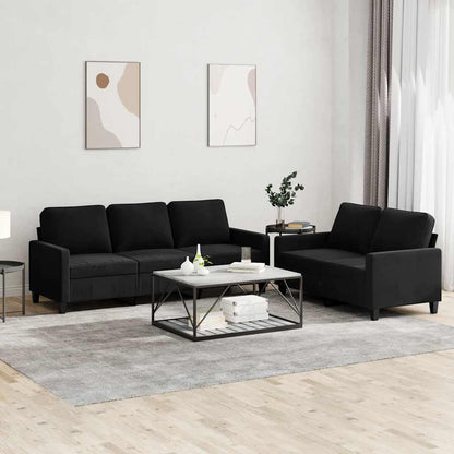 Set di Divani 2 pz con Cuscini Nero in Velluto | homemem39