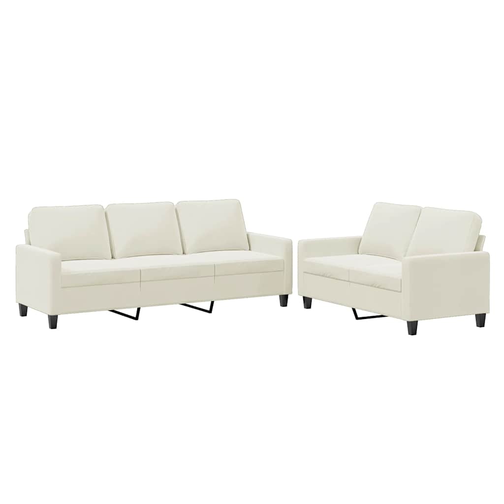 Set di Divani 2 pz con Cuscini Crema in Velluto | homemem39