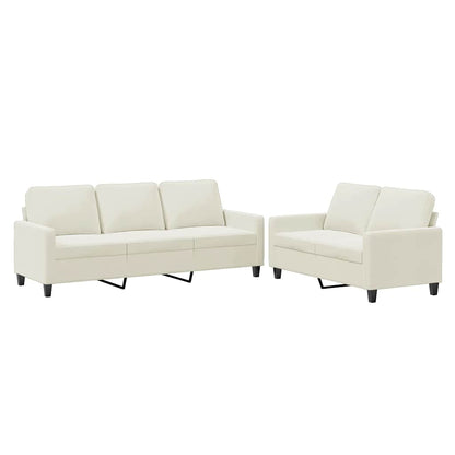 Set di Divani 2 pz con Cuscini Crema in Velluto | homemem39