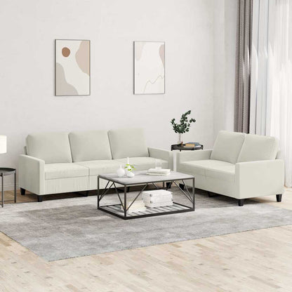 Set di Divani 2 pz con Cuscini Crema in Velluto | homemem39