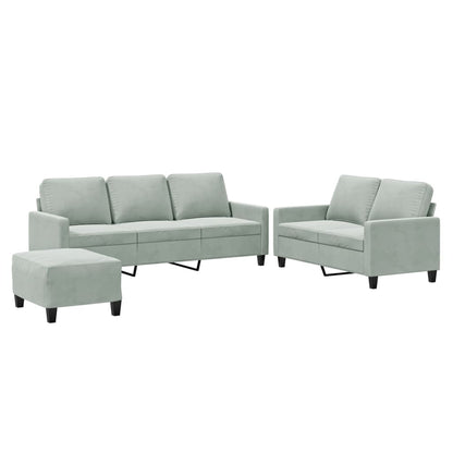 Set di Divani 3 pz con Cuscini Grigio Chiaro in Velluto | homemem39
