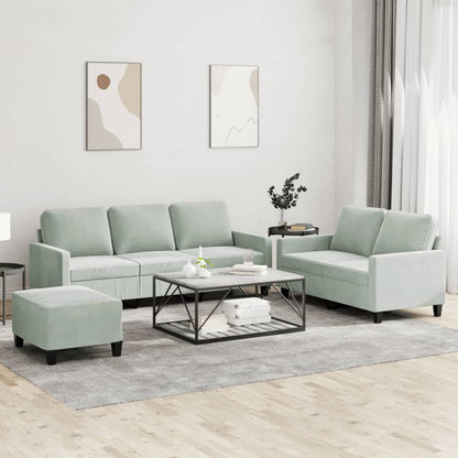 Set di Divani 3 pz con Cuscini Grigio Chiaro in Velluto | homemem39
