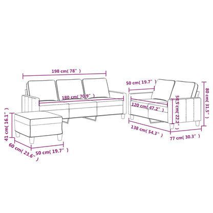 Set di Divani 3 pz con Cuscini Grigio Scuro in Velluto