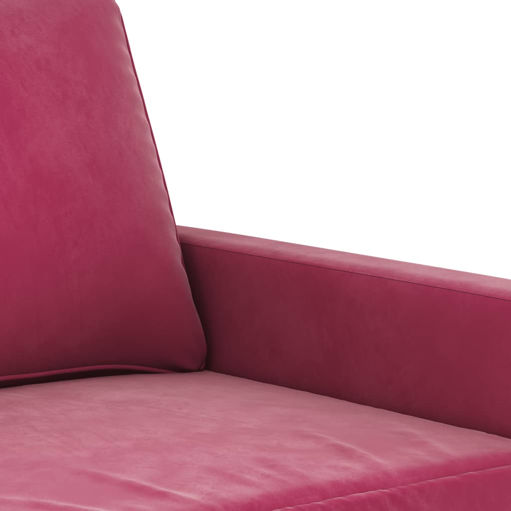 Set di Divani 3 pz con Cuscini Rosso Vino in Velluto | homemem39