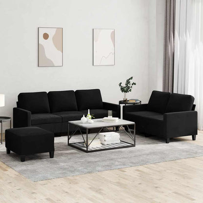 Set di Divani 3 pz con Cuscini Nero in Velluto | homemem39