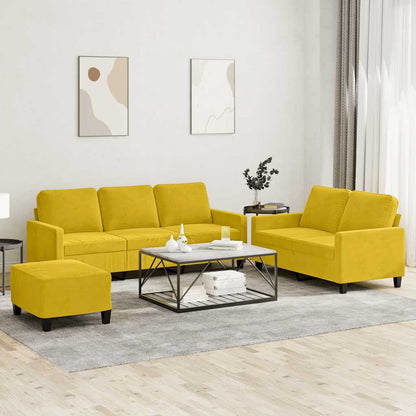 Set di Divani 3 pz con Cuscini giallo in Velluto | homemem39