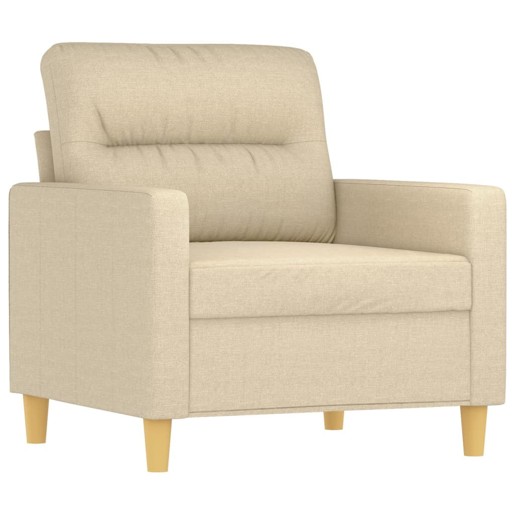 Set di Divani 3 pz con Cuscini Crema in Tessuto | homemem39