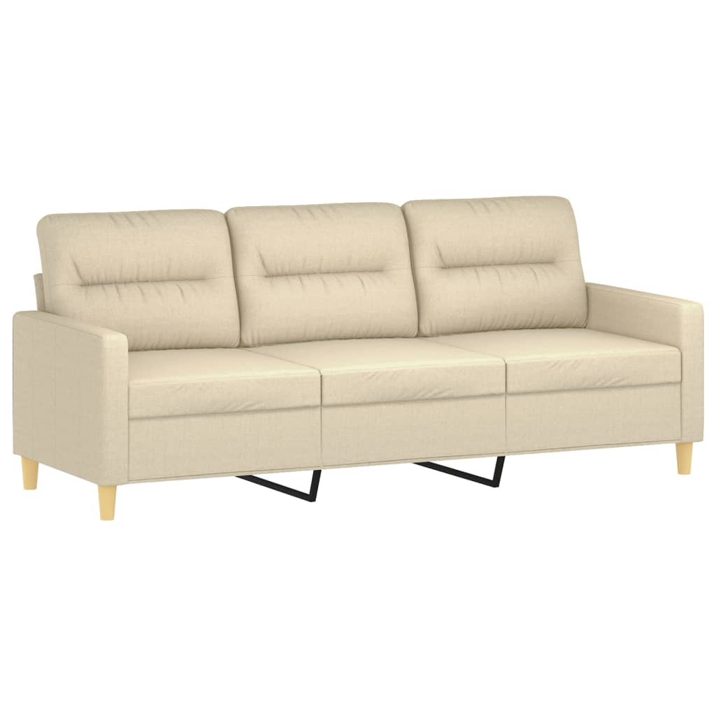 Set di Divani 3 pz con Cuscini Crema in Tessuto | homemem39