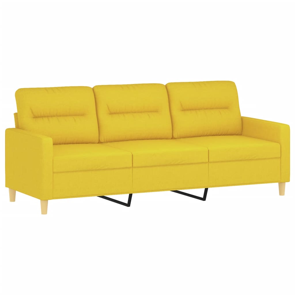 Set di Divani 3 pz con Cuscini Giallo Chiaro in Tessuto | homemem39
