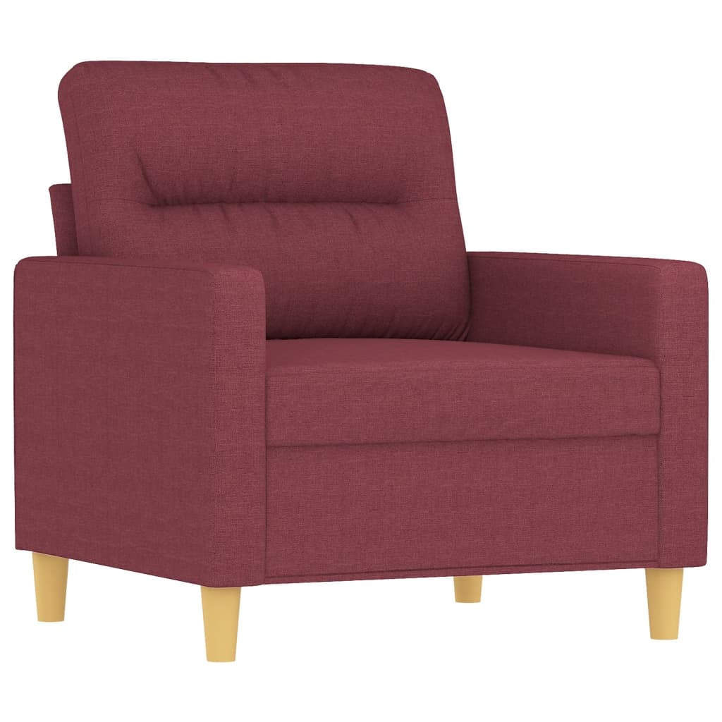 Set di Divani 3 pz con Cuscini Rosso Vino in Tessuto | homemem39