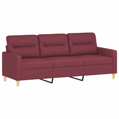 Set di Divani 3 pz con Cuscini Rosso Vino in Tessuto | homemem39