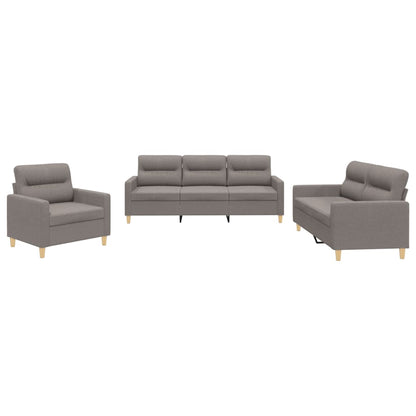 Set di Divani 3 pz con Cuscini Tortora in Tessuto | homemem39