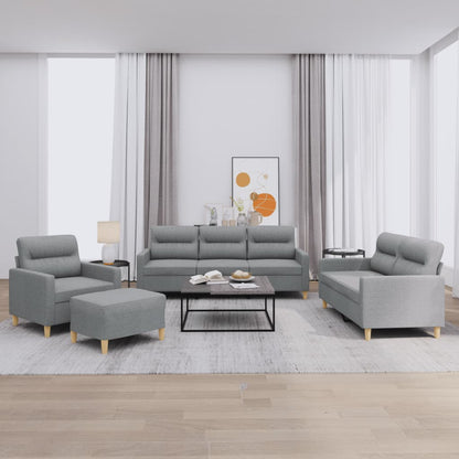 Set di Divani 4 pz con Cuscini Grigio Chiaro in Tessuto - homemem39