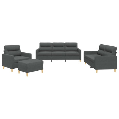 Set di Divani 4 pz con Cuscini Grigio Scuro in Tessuto | homemem39