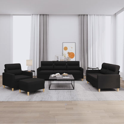 Set di Divani 4 pz con Cuscini Nero in Tessuto | homemem39