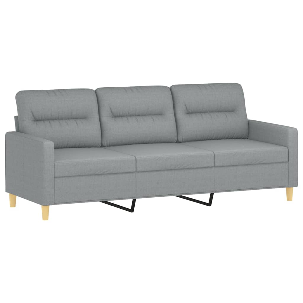 Set Divani 3 pz con Cuscini Grigio Chiaro in Tessuto | homemem39