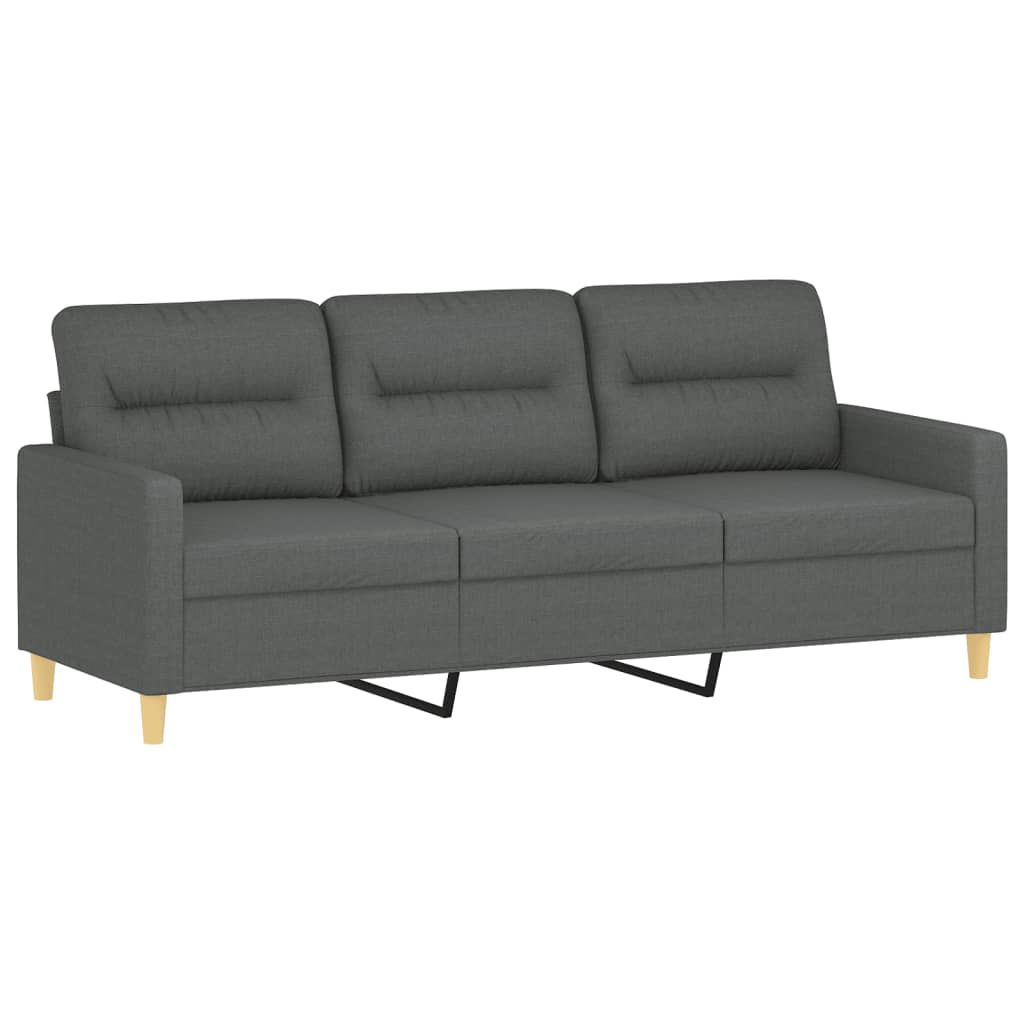 Set di Divani 3 pz con Cuscini Grigio Scuro in Tessuto | homemem39