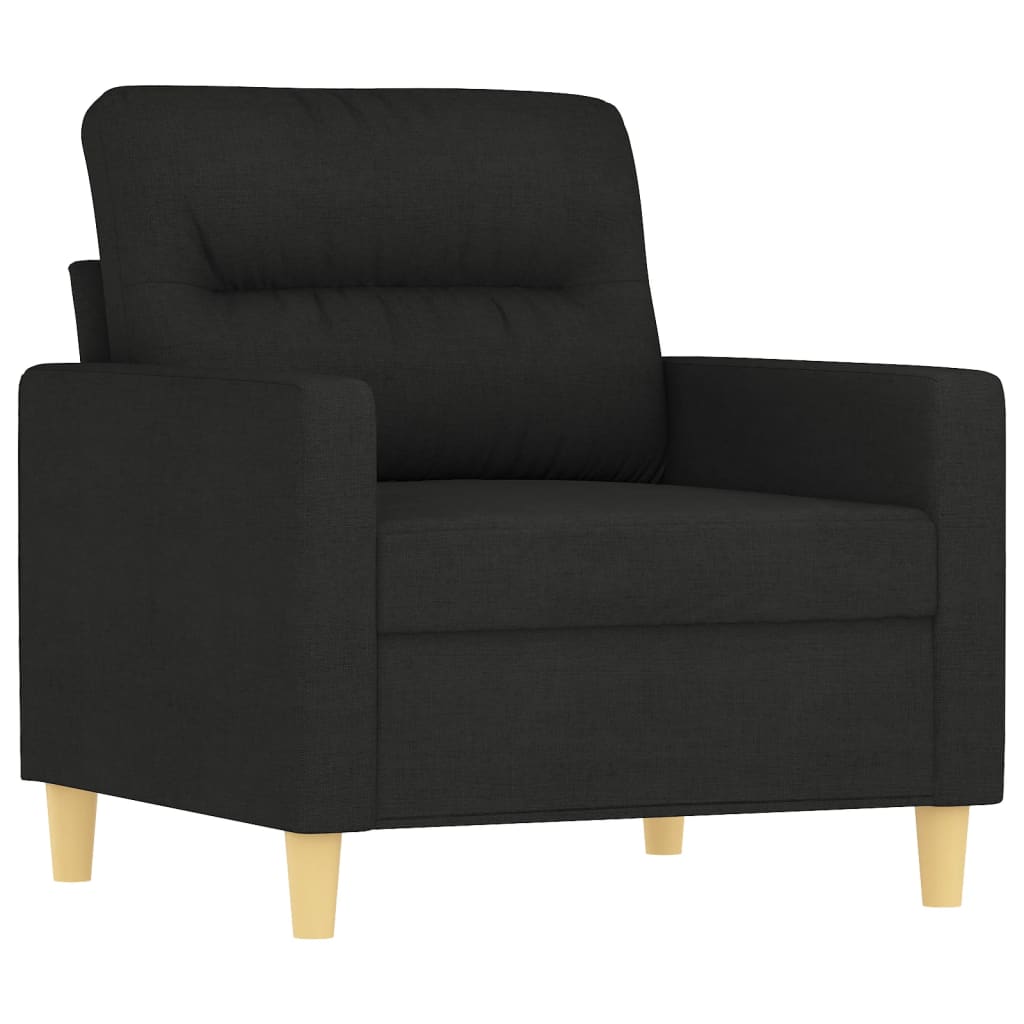 Set Divani 3 pz con Cuscini Nero in Tessuto | homemem39