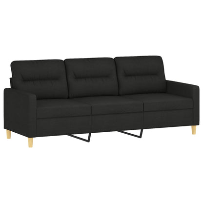 Set Divani 3 pz con Cuscini Nero in Tessuto | homemem39