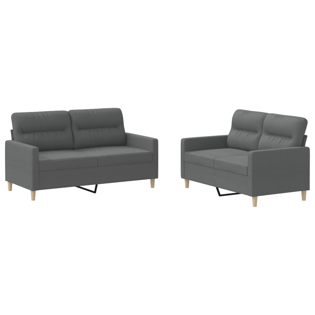 Set di Divani 2 pz con Cuscini Grigio Scuro in Tessuto | homemem39