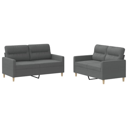 Set di Divani 2 pz con Cuscini Grigio Scuro in Tessuto | homemem39