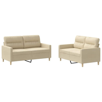 Set di Divani 2 pz con Cuscini Crema in Tessuto | homemem39