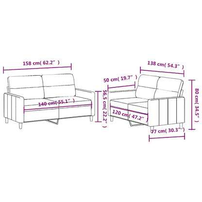 Set di Divani 2 pz con Cuscini Crema in Tessuto | homemem39