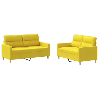 Set di Divani 2 pz con Cuscini Giallo Chiaro in Tessuto | homemem39