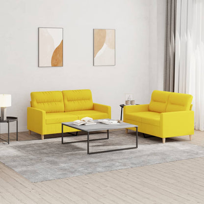Set di Divani 2 pz con Cuscini Giallo Chiaro in Tessuto | homemem39