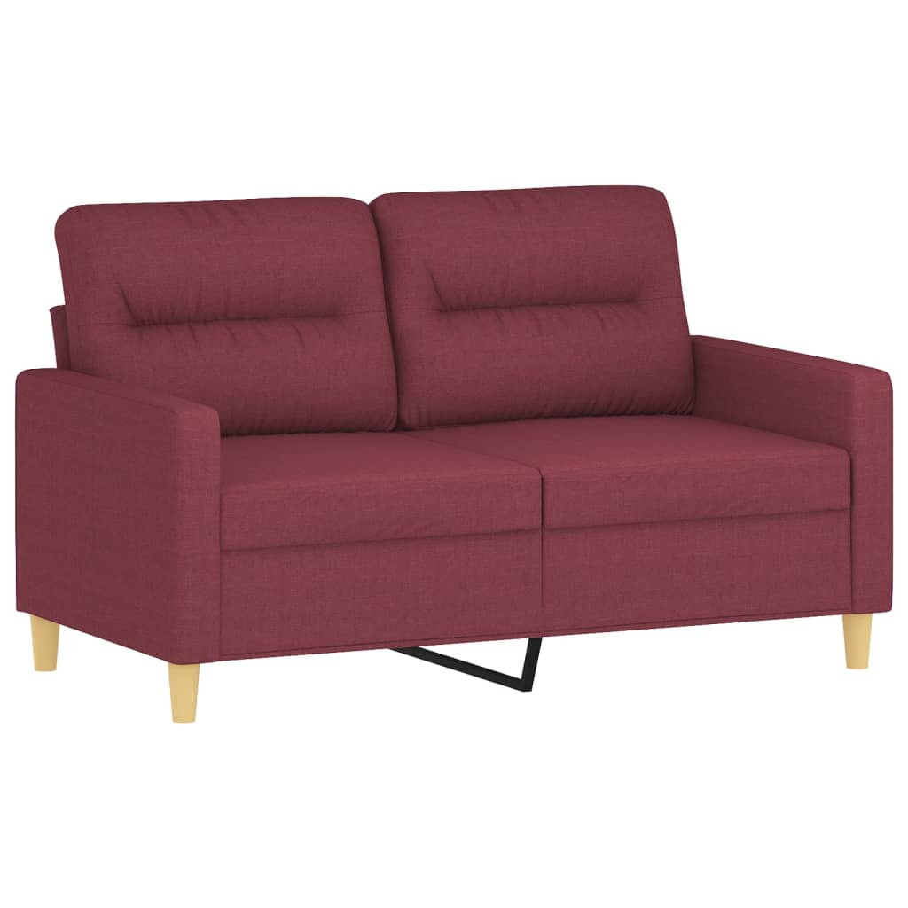 Set di Divani 2 pz con Cuscini Rosso Vino in Tessuto | homemem39